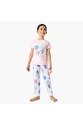 Juniors Printed T-shirt and Pyjama Set