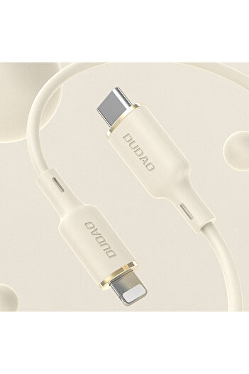 DUDAO Cablu 3 în 1 ranforsat SR USB-A - USB-C / Lightning / microUSB 66W 1,2 m bej