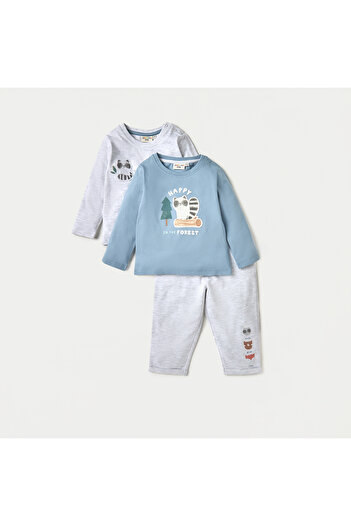 Juniors Animal Print 3-Piece T-shirt and Pyjama Set