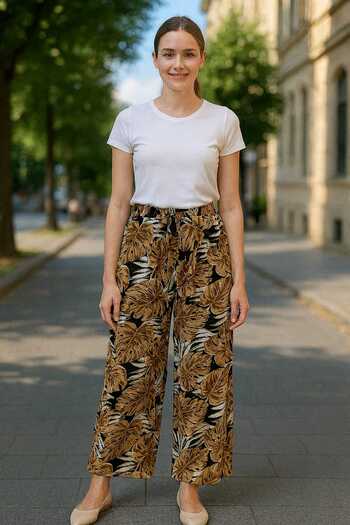 ECK MODA Women's Viscose Fabric Digital Printed Skirted Trousers