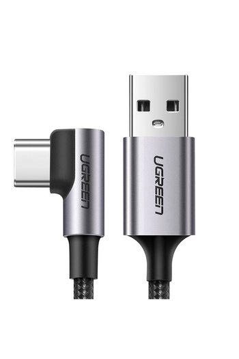 Ugreen Cablu USB-A - USB-C 3A, unghiular, 3 m - gri