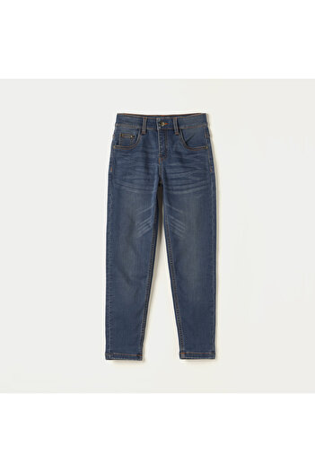 Juniors Solid Jeans with Button Closure and Pockets