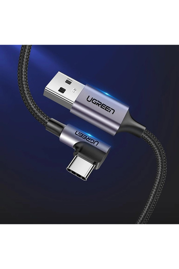 Ugreen Cablu USB-A - USB-C 3A, unghiular, 3 m - gri