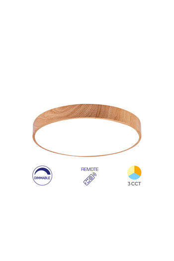 Braytron LED Ceiling Light 45W Remote Control Wood Blade SR RND