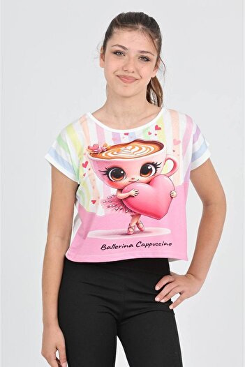 e-çocuk Μπλουζάκι με ψηφιακή εκτύπωση Ballerina Cappucino με χαμηλό μανίκι - 6632