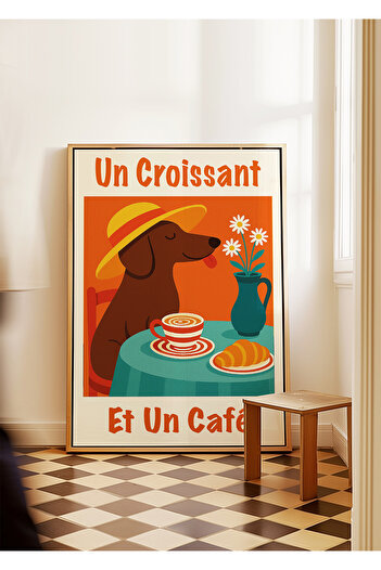 ARTHOUSECOLLECTIVE Vintage Poster - Coffee and Croissant - 8 - Unframed Poster in Table Sizes