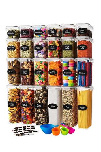 COOYA 24 pcs Airtight Food Storage Containers with Lids,Suitable for kitchens,Jars for Cereals Rice Flour
