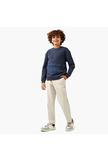 ELIGO Textured Pullover with Crew Neck and Long Sleeves