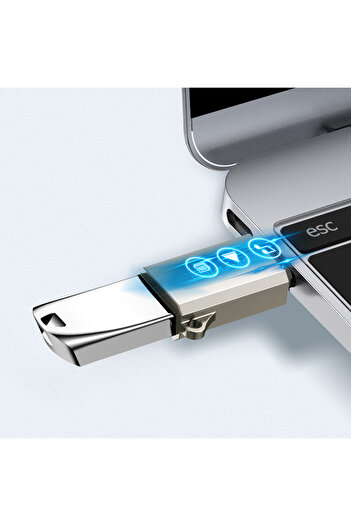 Joyroom Adapter przejściówka USB-C (męski) - USB-A (żeński) z oczkiem na smycz - srebrny