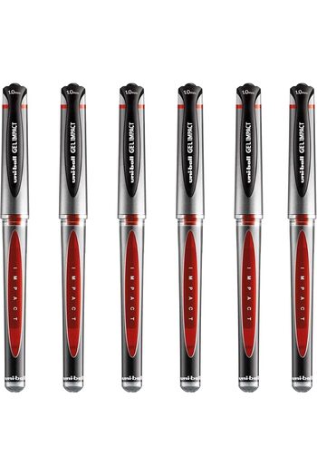 UNİ-BALL Uni Ball Red Capped (UM-153S) Gel Impact Rollerball Pen Ball Point Pens Broad 1mm Nib Tip 0