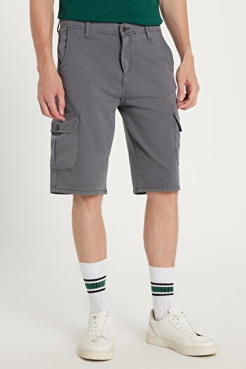 Tudors Men's Relax Fit Relaxed Fit 100% Cotton Cargo Pocket Gray Capri Shorts