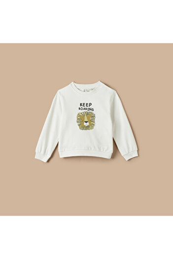 Juniors Graphic Print Sweatshirt with Crew Neck