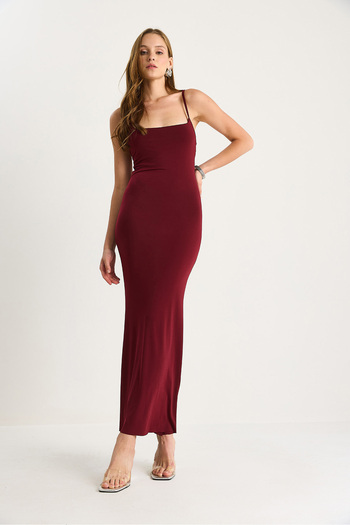 Bianco Lucci Women's Midi Length Slim Straps Lycra 283 Dress 60251428