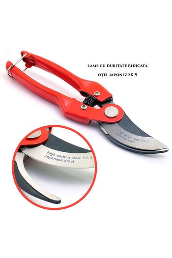 Artool Garden shears, bypass type, professional, SK5 steel + latex gloves, 22 cm, XTLINE
