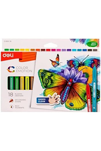 Deli Ec 20010 Color Emotion Plastic Crayon 18-Pieces