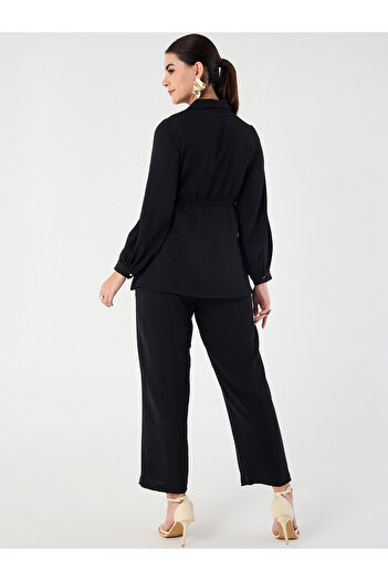 Femmella By Styli Drawstring Detail Shirt and Tapered Pants Co-Ords
