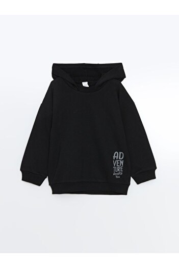 LC Waikiki Black Hooded Baby Boy Sweatshirt and Sweatpants Bottom 2-Piece Set