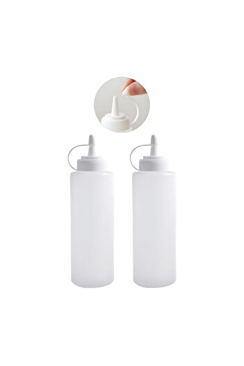 CME Two plastic squeeze bottles for ketchup, mustard, and similar liquids