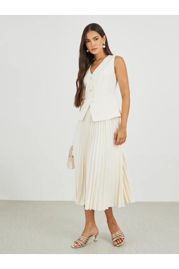 Styli Solid Sleeveless Blazer Midi Dress