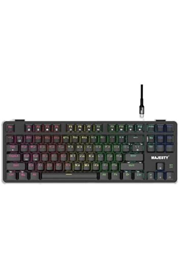 majesty 87 Keys Mechanical Gaming Keyboard, RGB, TKL, Outemu Red Switch, English Arabic Illuminated