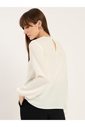 Femmella By Styli White Lace Hem Long Sleeve Top