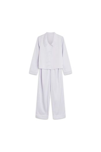 ESOTIQ Set de pijamale din satin croit pentru femei, cămașă cu nasturi și pantaloni lungi și largi | Ryann