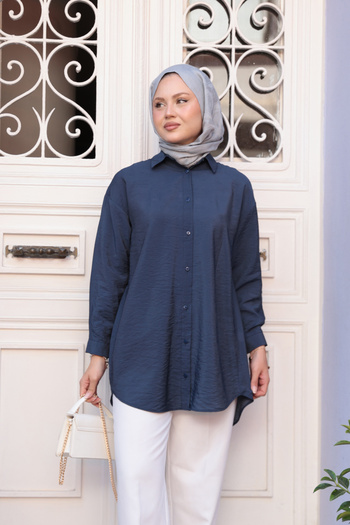 LOCCO Γυναικείο πουκάμισο Rita Kraş Navy Blue