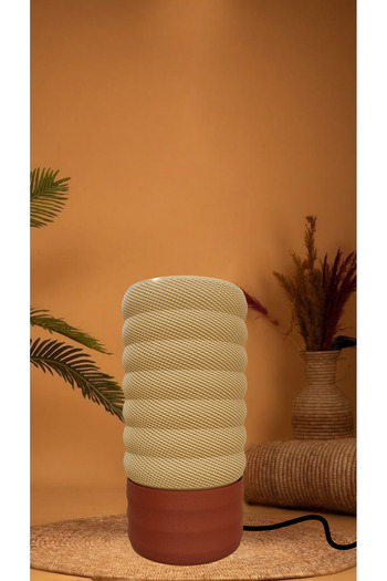 decory Agatha Cream Color Base Straw Color Body Design Lampshade, Pinterest Style Lampshade (Bioplastic) E27