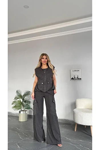 Bella Belluci New Season Triple Suit with Elastic Waist Vest