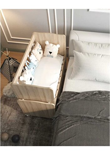 ardilla furniture Sallanır Çekmecesiz Anne Yanı Ahşap Bebek Beşiği Sonomo