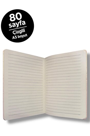 madam gold Heart Daily or Notepad Lined 80 Sheets with Rubber