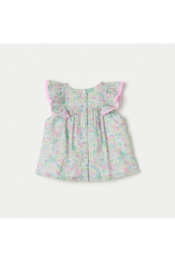 giggles All-Over Floral Print A-Line Short Sleeves Top