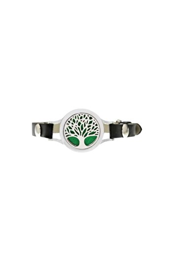 OEM Aromatherapy Bracelet Passive Diffuser for Essential Oils, MarioFashion, Black, 25mm, 10 Pads, Tree
