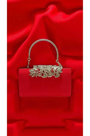 Butik Beyabags Zara Nubuck Fabric Metal Handle Evening Bag