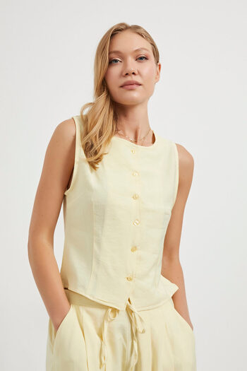 Arma Life Armalife 9994 Buttoned Pencil Bis Collar Women's Vest