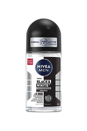 NIVEA Roll-On Anti-Perspirant for Men with Invisible Protection White & Black, 50ml