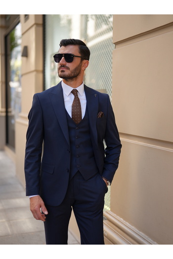 LONATOLİA Men's Slim Fit Italian Style Suit Jacket Vest Pants with Vest -Lntcom2348