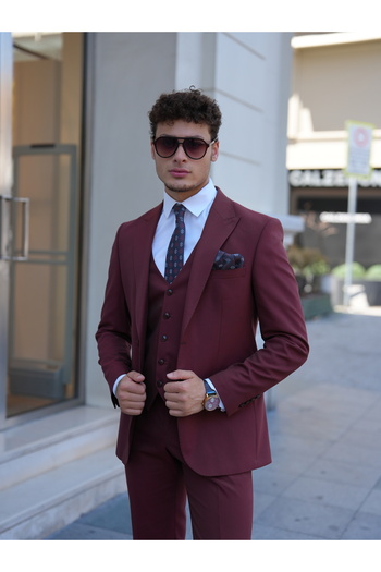 LONATOLİA Men's Slim Fit Italian Style Suit Jacket Vest Pants with Vest -Lntcom2348