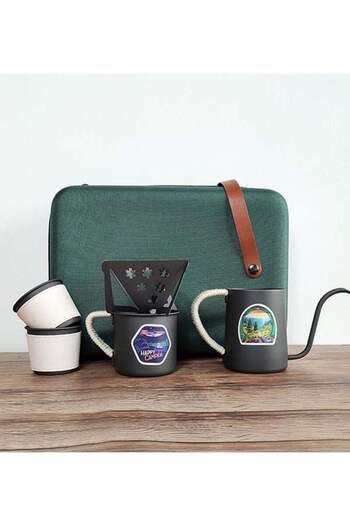 COOYA Travel Coffee Maker Gift Set ,304 Stainless Gooseneck Kettle,Coffee Mug V60 Dripper Filters