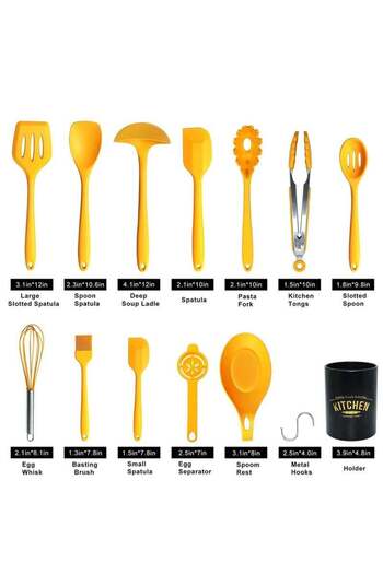 COOYA Kitchen Utensil Set,Silicone Nonstick Safe,Heat Resistant Cookware,13-Piece