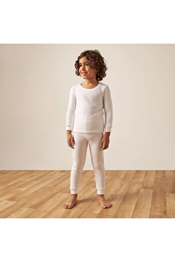 Juniors Textured Thermal T-shirt and Pyjama Set
