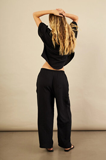 Cool & Sexy Women's Black Muslin Trousers Bty102