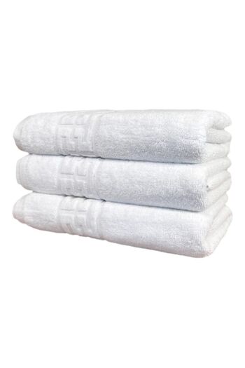 OEM Set 3 Bath Towels, Cotton, Greek Border Design, 500g/m², 70x140cm, White