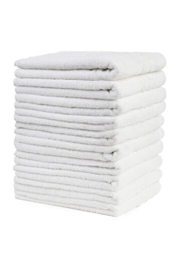 OEM Set 10 Bath Towels, Cotton, Greek Border, 500g/m², 70x140cm, White