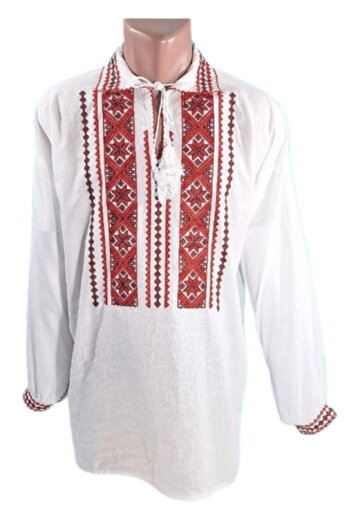 OEM Ie Traditionala Barbati, Broderie Rosu-Negru, Maneca Lunga, Bumbac, Marime M