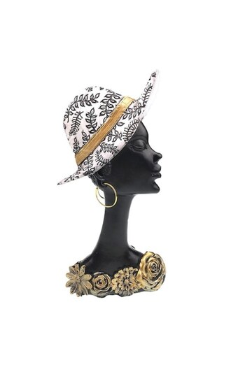 OEM Decoratiune din rasina, African Woman Bust, 14x28cm, Multicolor, M1