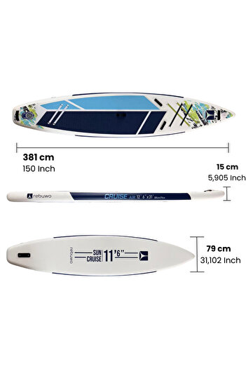 Rebuwo Pro Sup Şişme Sörf Tahtası Stand Up Paddle Board 79*381*15 Cm Mavi Yarış Board