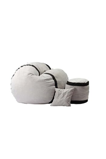 Pufrelax Matusalem Armchair Set with Ottoman (footrest) and Cushion, Textile Material - Angora Grey