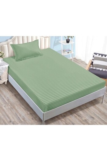 OEM Husa de pat si 2 fete de perna, cu elastic, Sonia-Home, Damasc, 1 Persoana, Uni, 90x200cm, Verde Ou