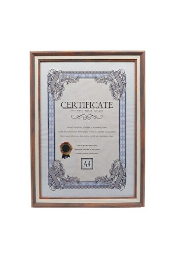 OEM Photo frame A4 format, plastic, wood imitation, stripes, coffee, 24x32cm